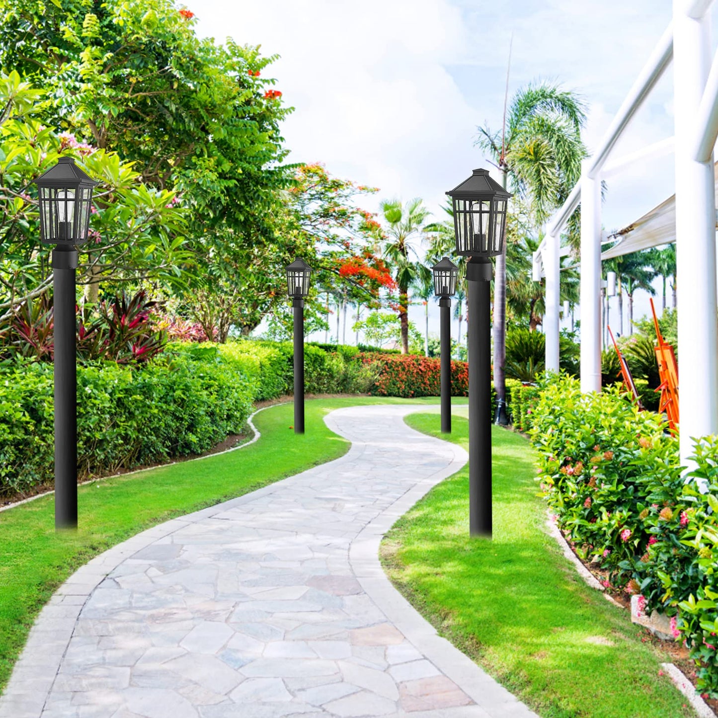 Darkaway Outdoor Post Light, Waterproof Aluminum & Glass Lamp, Black, 1-Pack for Garden, Patio, Deck, Pathway Lighting