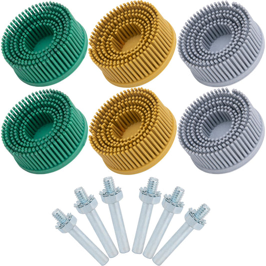 2 Inch Bristle Disc, 6 Pieces Bristle Disc Grade 50# 80# 120# with 1/4 Inch Abrasive Coating Removal Disc for Metal