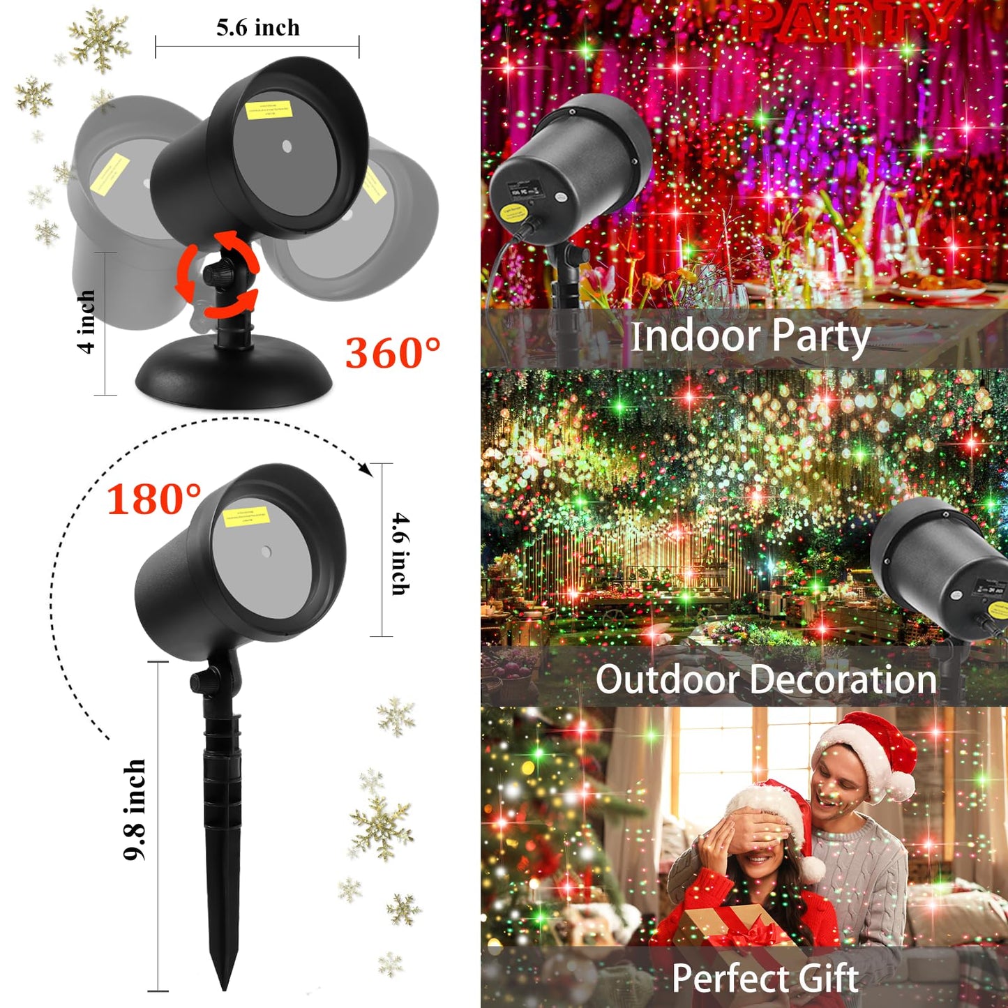 Outdoor Laser Christmas Lights Projector – Red & Green Stars, Motion & Dynamic Patterns for Holiday Home & Wall Decoration