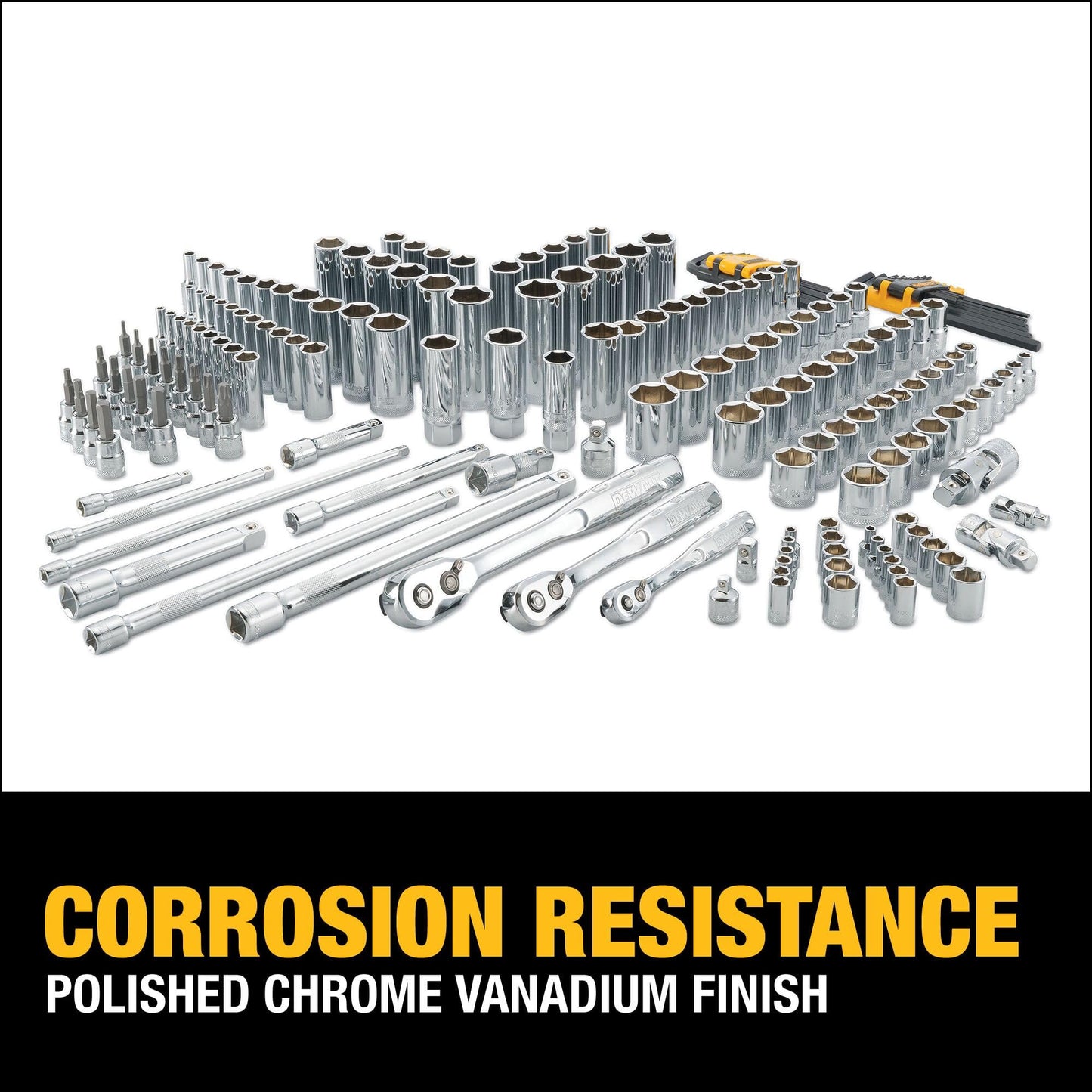 DEWALT 192 Pcs. Mechanics Tool Set, 1/2, 1/4, 3/8 Socket Set, SAE and Metric Socket Wrench Set, Hard Shell Tool Box (DWMT75049)