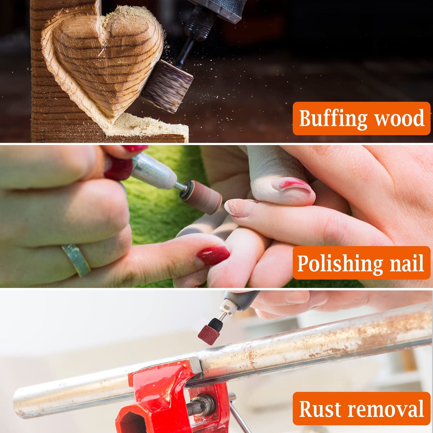 AUSTOR Aluminum Oxide Sanding Drum Set, 132-Piece Kit with 120 Sanding Sleeves & 12 Drum Mandrels for Dremel Rotary Tool