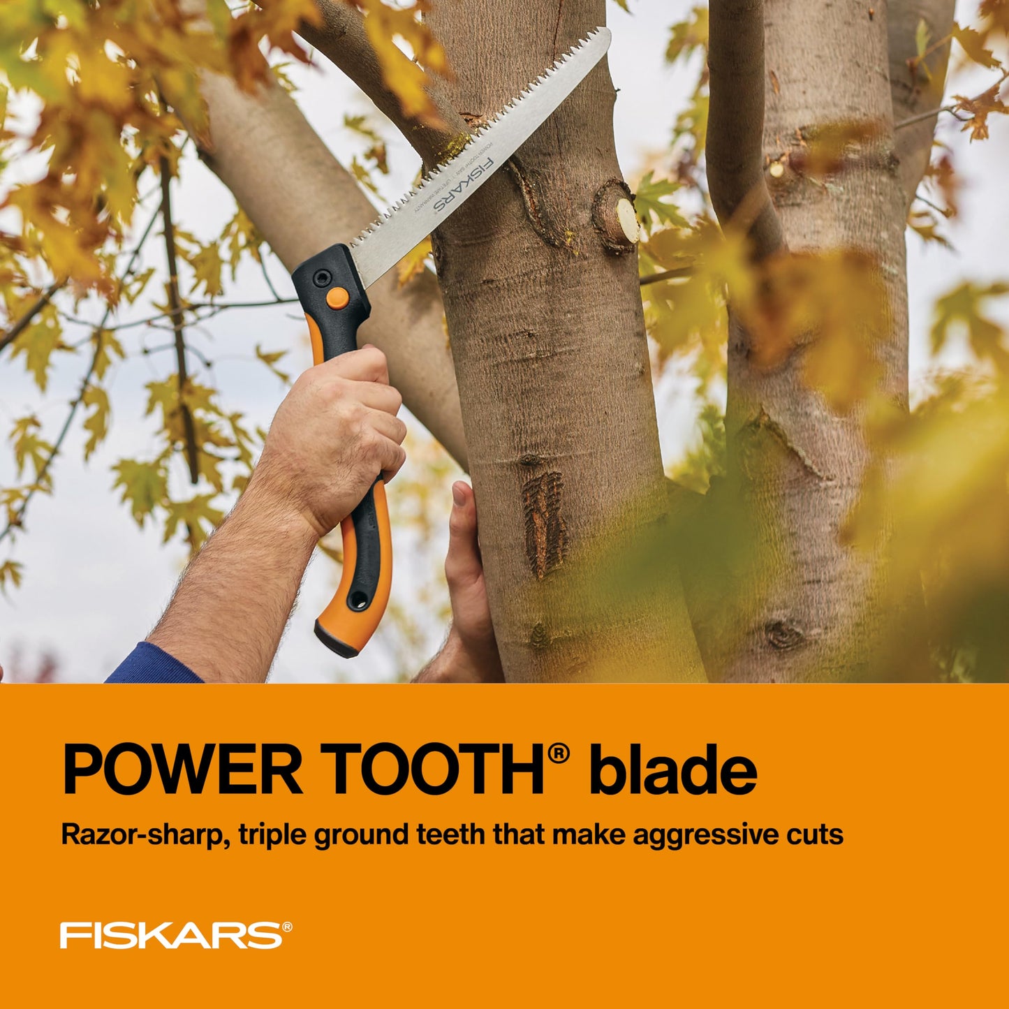 Fiskars 10" Folding Hand Saw with Dual Lock Blade, Soft Grip, Power Tooth Triple-Ground Teeth for Overhand & Under Cuts