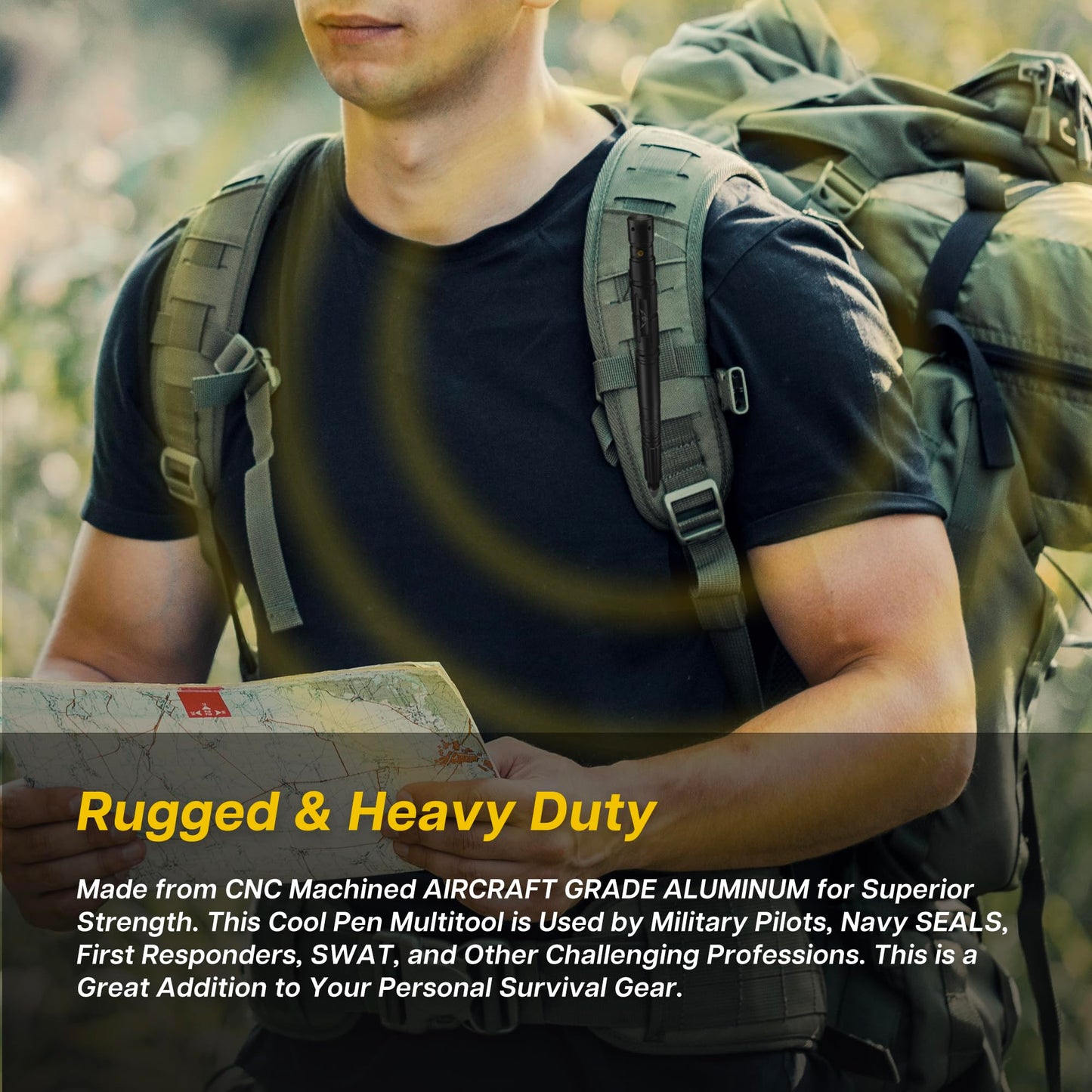 Tactical Pen with Flashlight – Multitool EDC Pen with Glass Breaker & Bottle Opener, Gift for Men & Women, Stocking Stuffer or Father’s Day Gadget