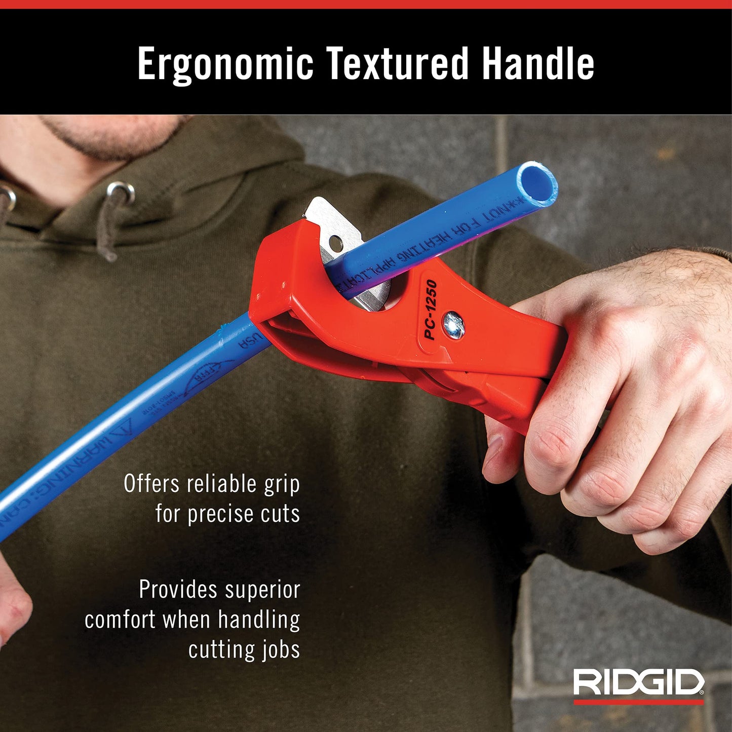 RIDGID 23488 Model PC-1250 Single Stroke Plastic Pipe and Tubing Cutter, 1/8-inch to 1-5/8-inch Pipe Cutter