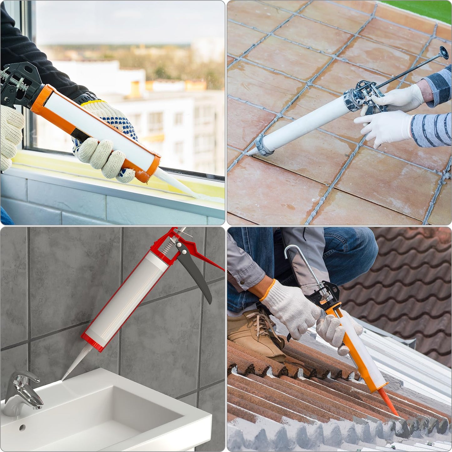 QWORK Empty Caulking Sealant Tubes - 11 Oz Capacity Each, 4 Pack Reusable Plastic, for Standard Caulking Guns