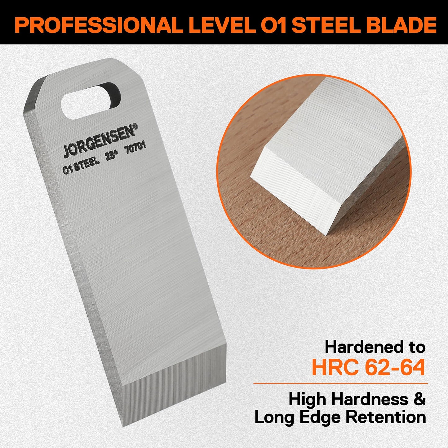 JORGENSEN Mini Block Plane Replacement Blade – 3mm O1 Steel, High Hardness, Long-Lasting Edge for Mini Wood Planer