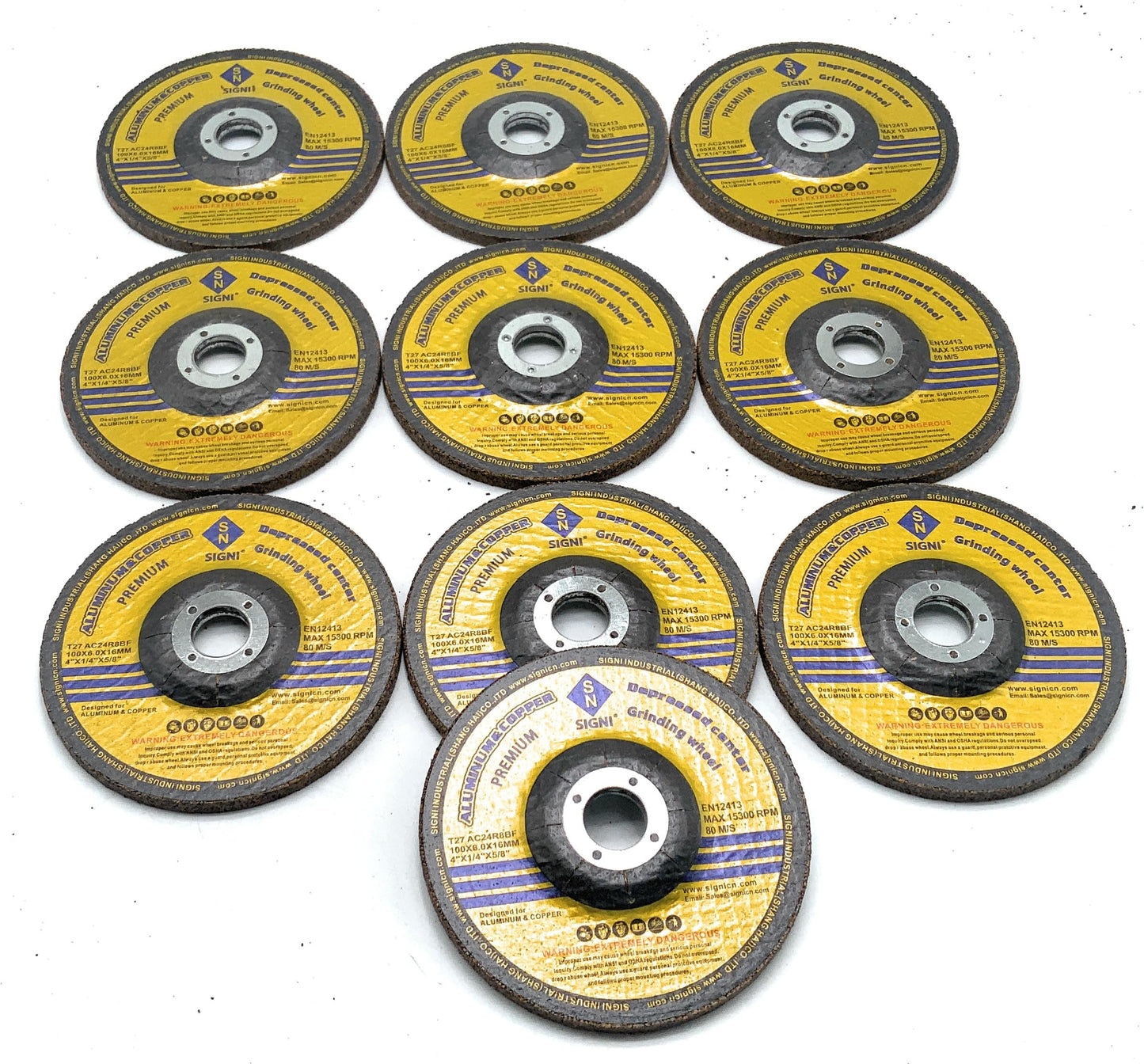 SIGNI Aluminum Grinding Wheel 4 inch for Aluminum Copper Non-Ferrous 10 Pack (Not Load While Grinding) (6mm Thickness)