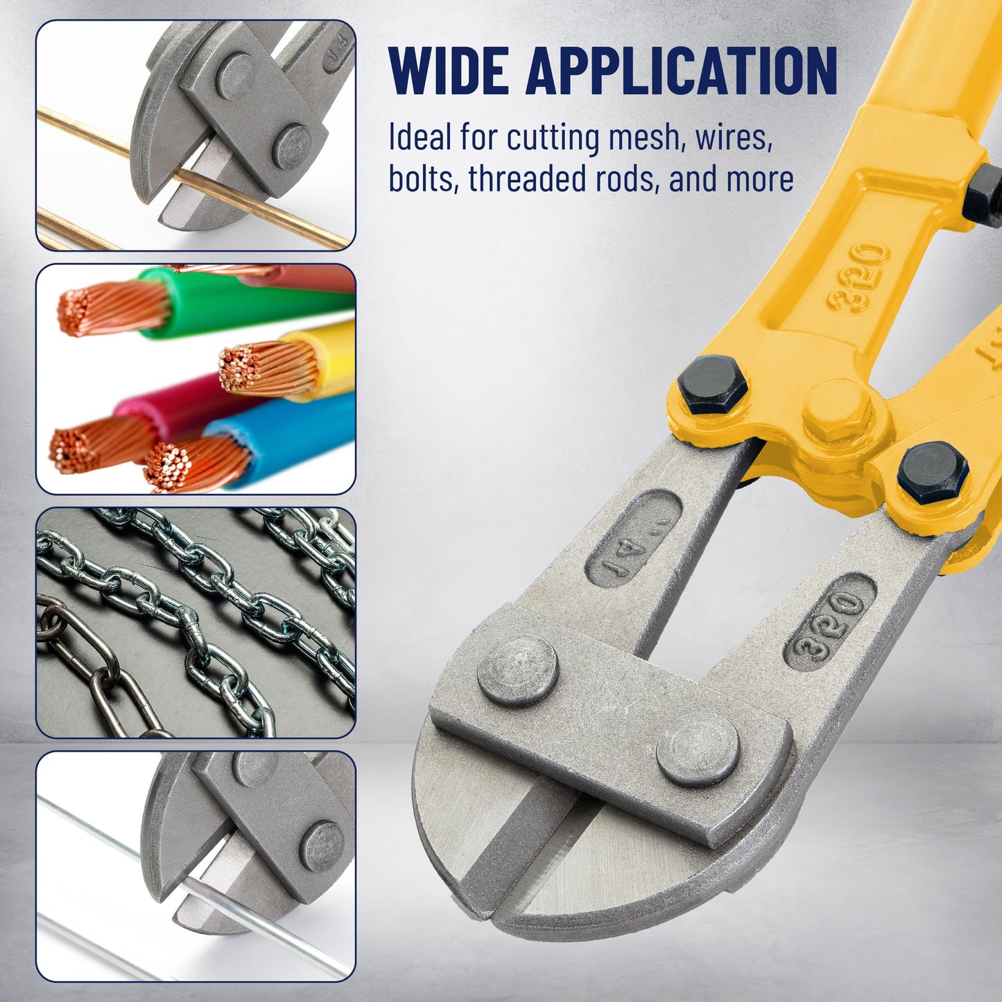 Bates 14" Heavy Duty Bolt Cutter, Yellow Chain Lock & Wire Cutter, Screw Cutter for Locks, Chains & Fence