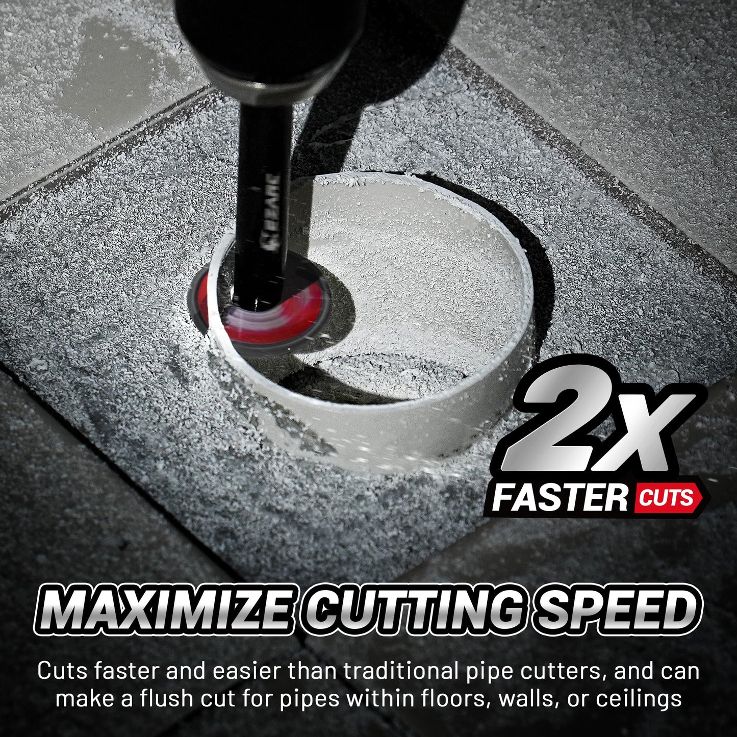 EZARC PVC Pipe Cutter with Replaceable Diamond Blades, 2-1/2" Cutting Depth, 1/4" Hex Shank, 1.32" Diameter, 2-Pack Plumbing Tool