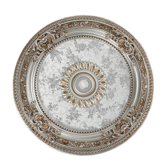 KIOMIMI 24.4 inch Decorative Ceiling Medallion for light fixtures, Silver and Gold Finish