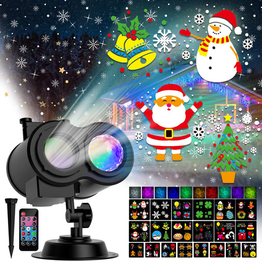 2025 COOLWUFAN 2-in-1 Christmas & Halloween Projector Lights, 30 HD Effects, 20 Slides Outdoor Holiday Decorations for Yard & Garden
