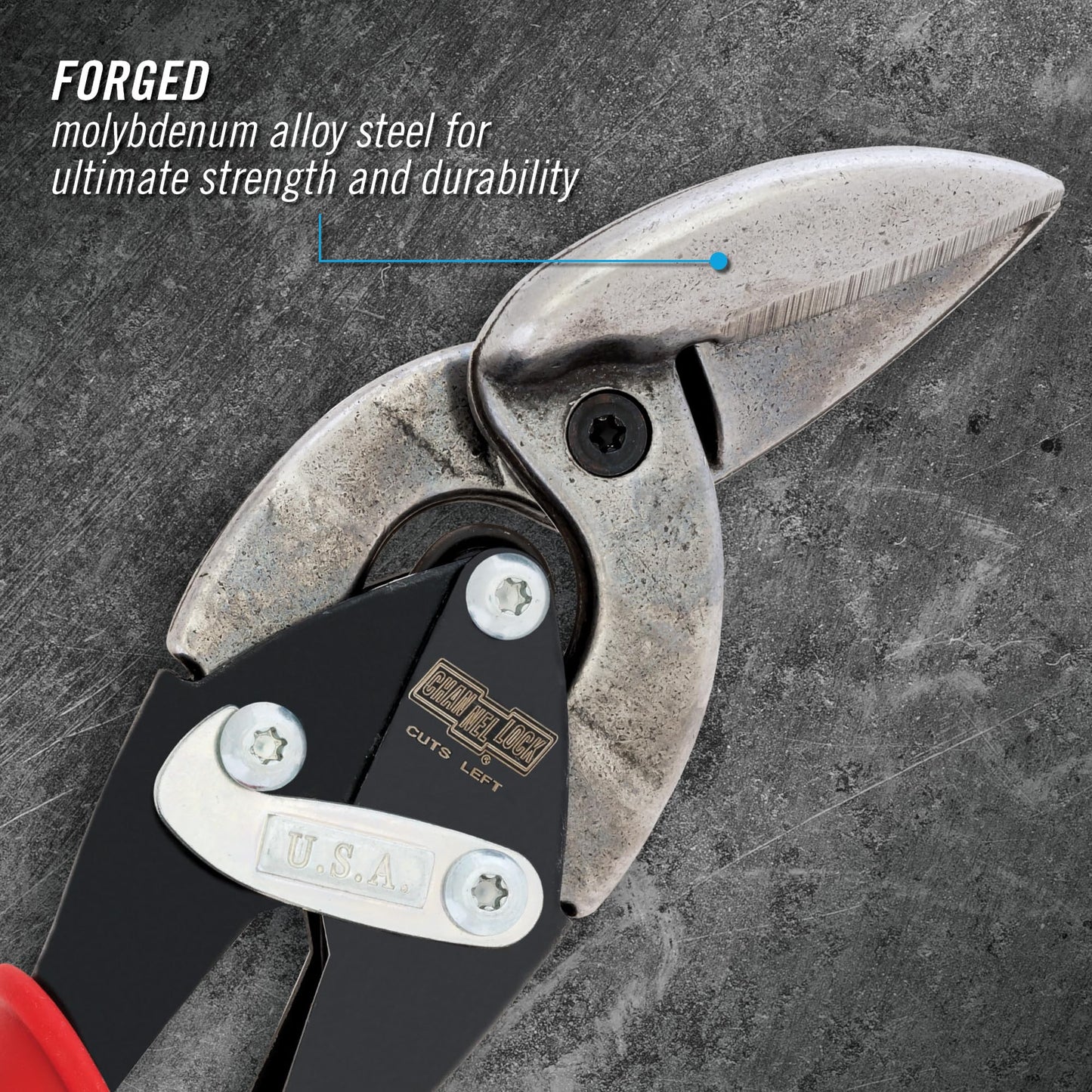 Channellock Aviation Snip Channel Lock 610FL - Offset Left Cut, CR Steel, Molybdenum Blade - 10 In