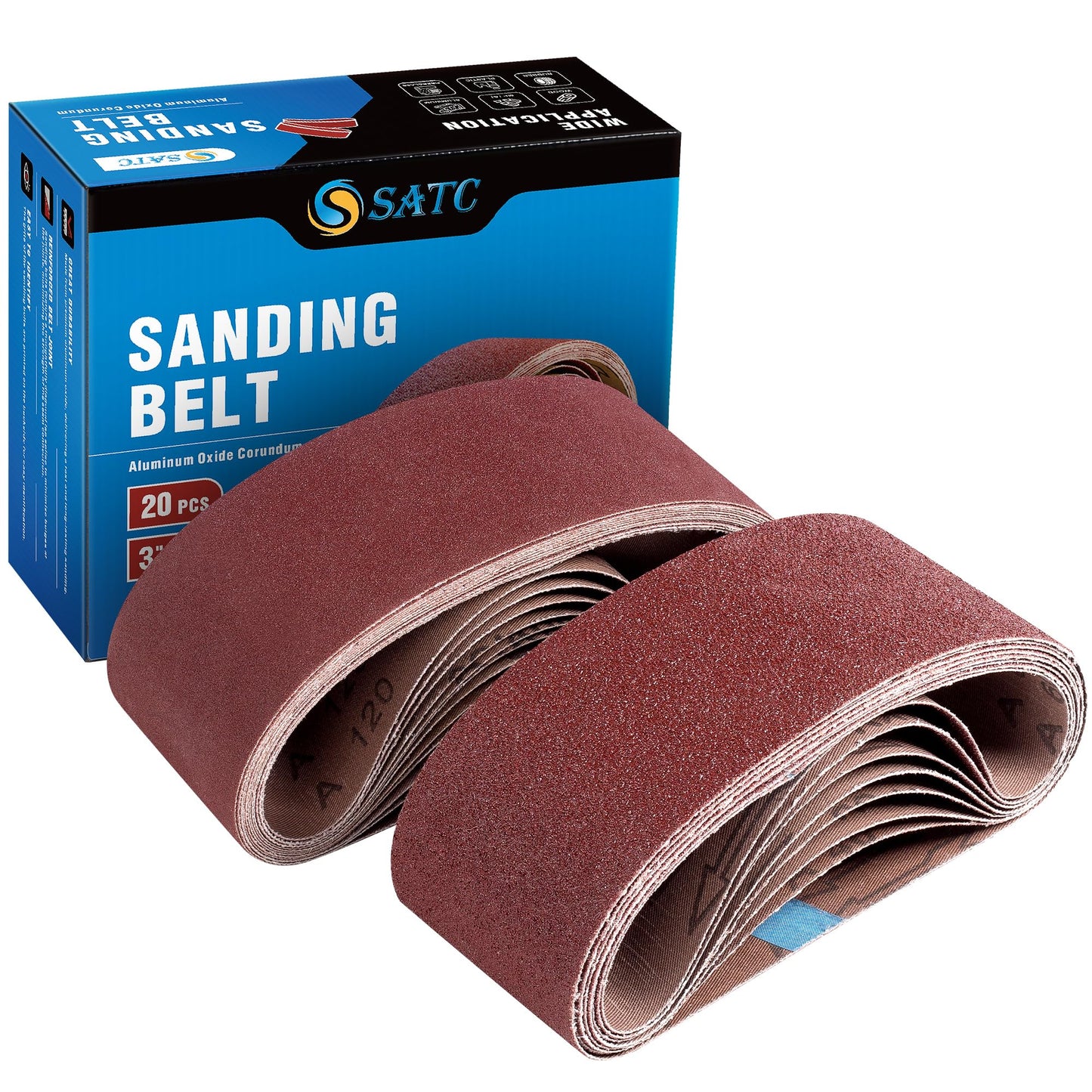 S SATC 3x18 Sanding Belts 20PCS, Aluminum Oxide 40-400 Grits for Wood, Metal & Paint, Includes 60/80/120/150/240/400 Grits