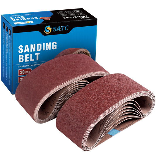 S SATC 3x18 Sanding Belts 20PCS, Aluminum Oxide 40-400 Grits for Wood, Metal & Paint, Includes 60/80/120/150/240/400 Grits