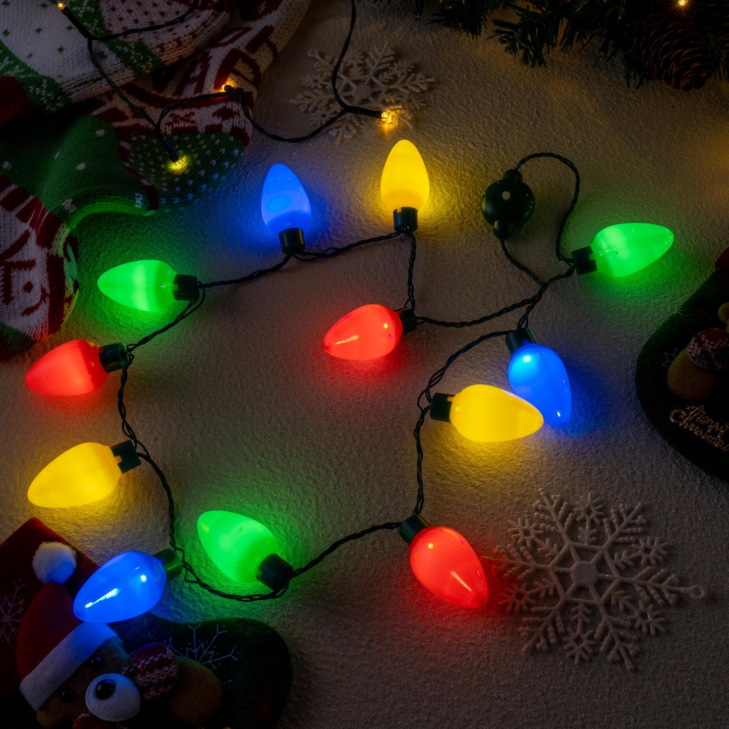 JOYIN 3 PCS Christmas Necklace 12 LED Bulbs LED Light Up Bulb Necklace Christmas Holiday Accessories Party Favors