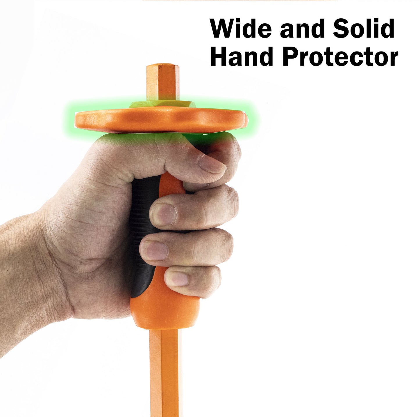 Finder 12-Inch Heavy Duty Flat Chisel with Hand Guard, Flat Head Concrete & Masonry Demolition Chisel, Bi-Material Grip for Carving & Breaking