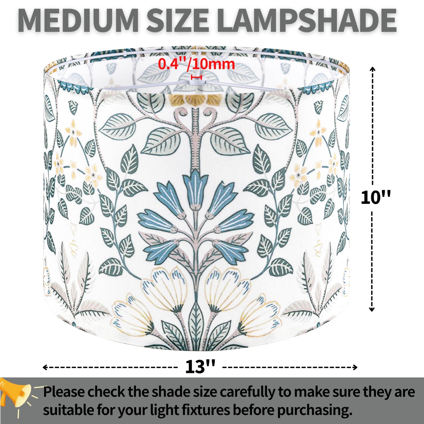 GOSO 2pcs 13" Drum Lamp Shades, Polyester Fiber, Printed Plants Design for Table, Floor, Pendant, Wall Hanging Lamps, DIY Assembly