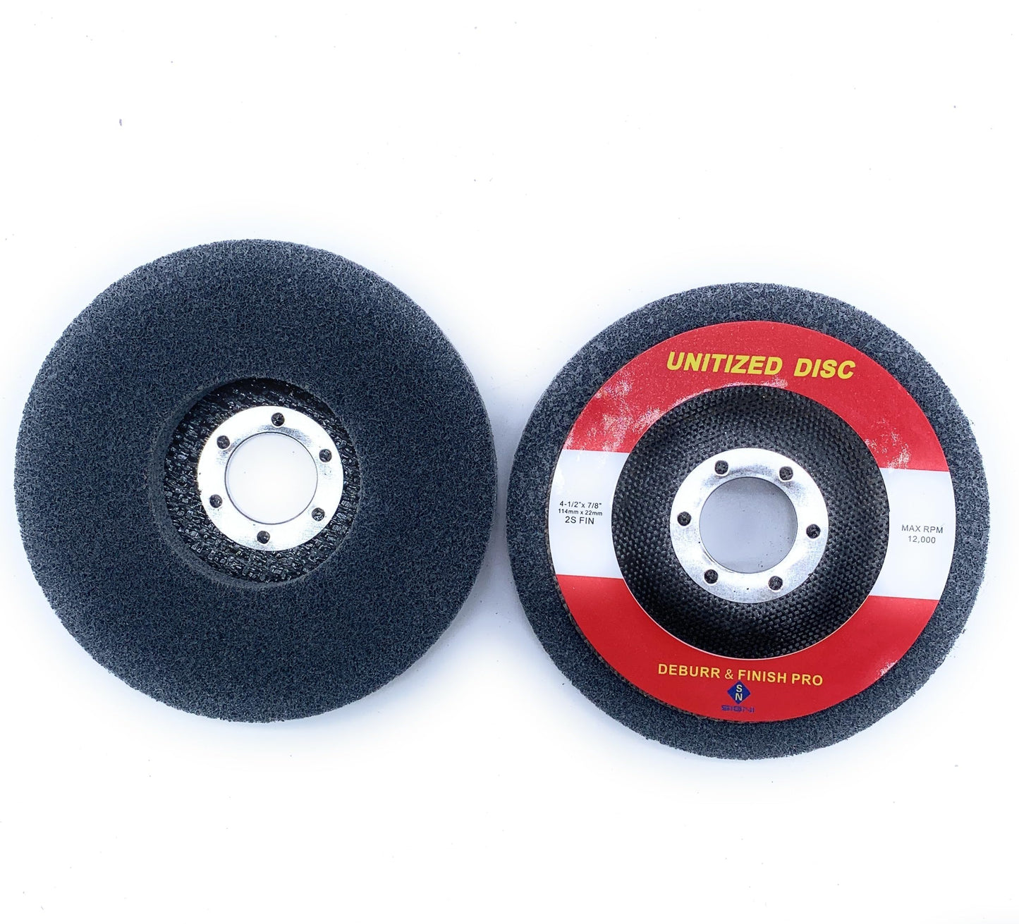 SIGNI Unitized Disc EXL UW - Surface Conditioning Deburr & Finish PRO 4-1/2”x 7/8”for Metal,Alloy,Steel for Angel Grinder (2S FIN, 2PCS)