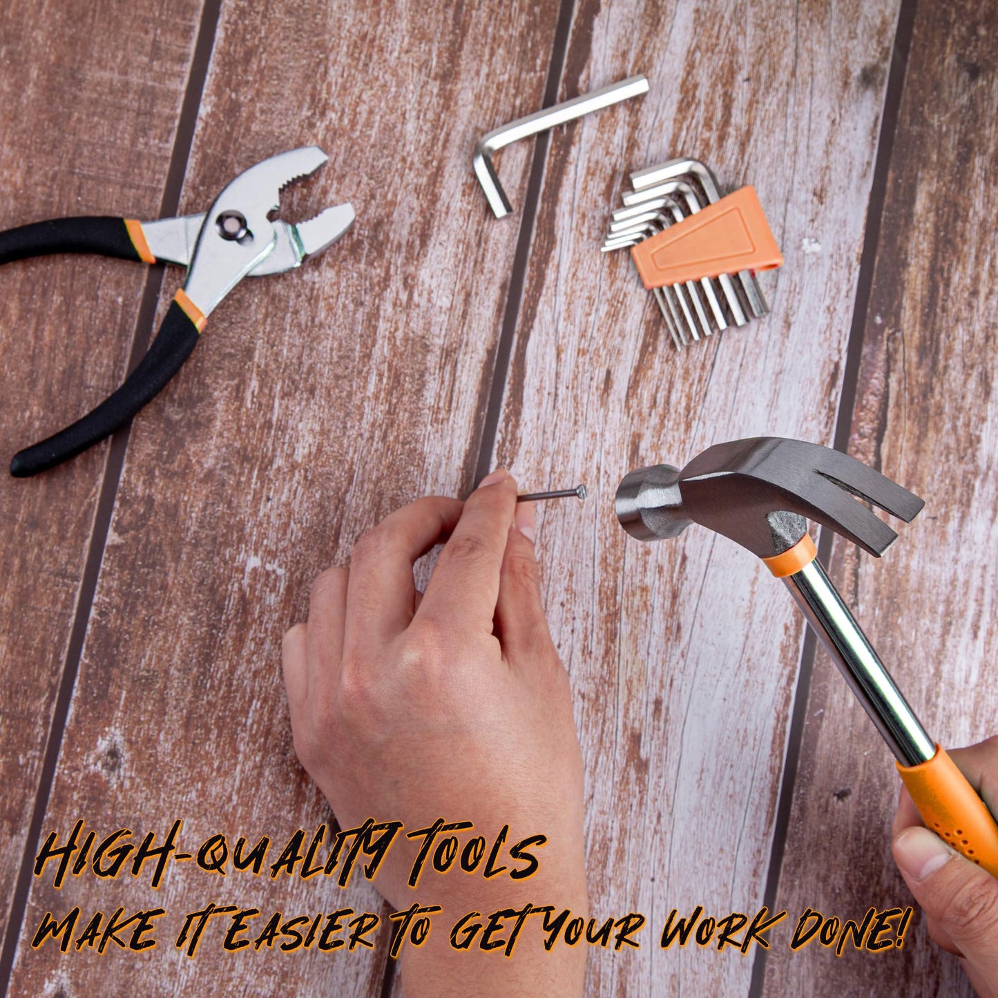 CARTMAN 39 Piece Tool Set General Household Hand Kit with Plastic Toolbox Storage Case Orange