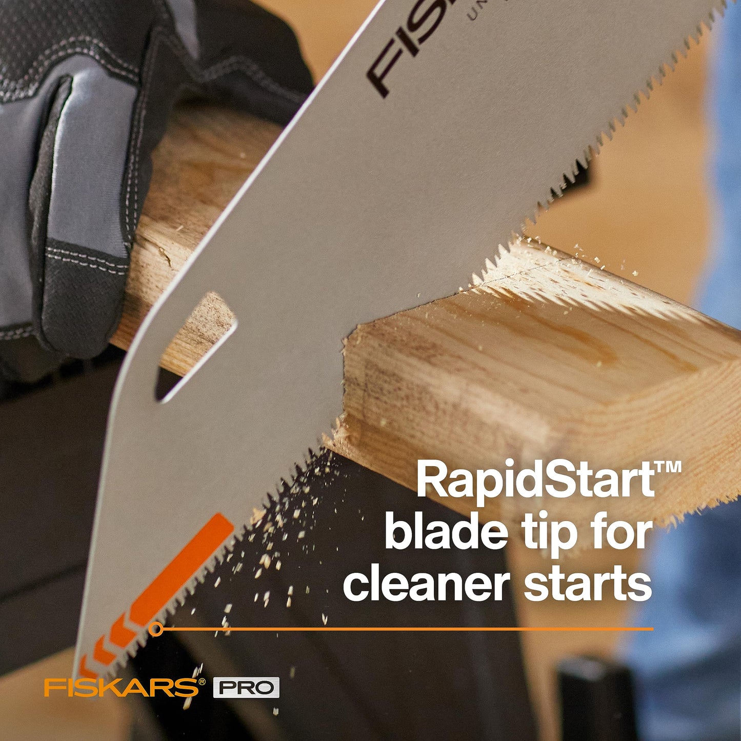 Fiskars Pro Power Tooth Universal Hand Saw - 15" Blade and Safety Sheath - Carpenter Saw - Construction Tools - Orange/Black