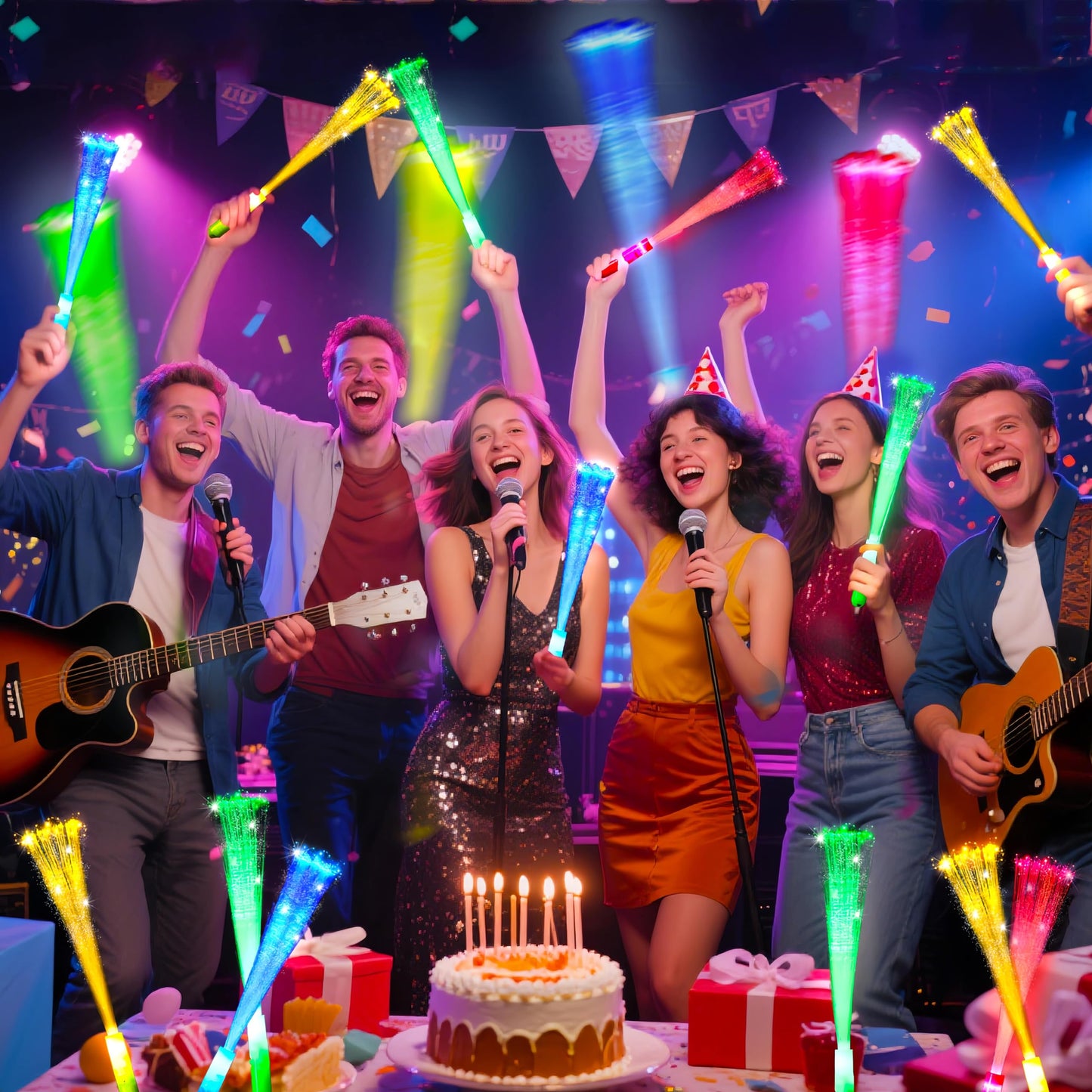 OceanWings Glow Fiber Optic Wands, 36-Pack Light-Up Party Sticks for New Year, Birthday, Wedding, Holiday, and Celebration Favors