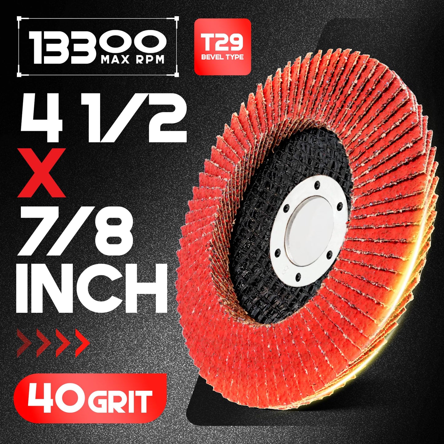 EZARC 10-Pack 4.5" x 7/8" 40 Grit Ceramic Flap Discs, Type 29 Grinding Wheels for Stainless Steel, Metal, Cast Iron, Sheet Metal