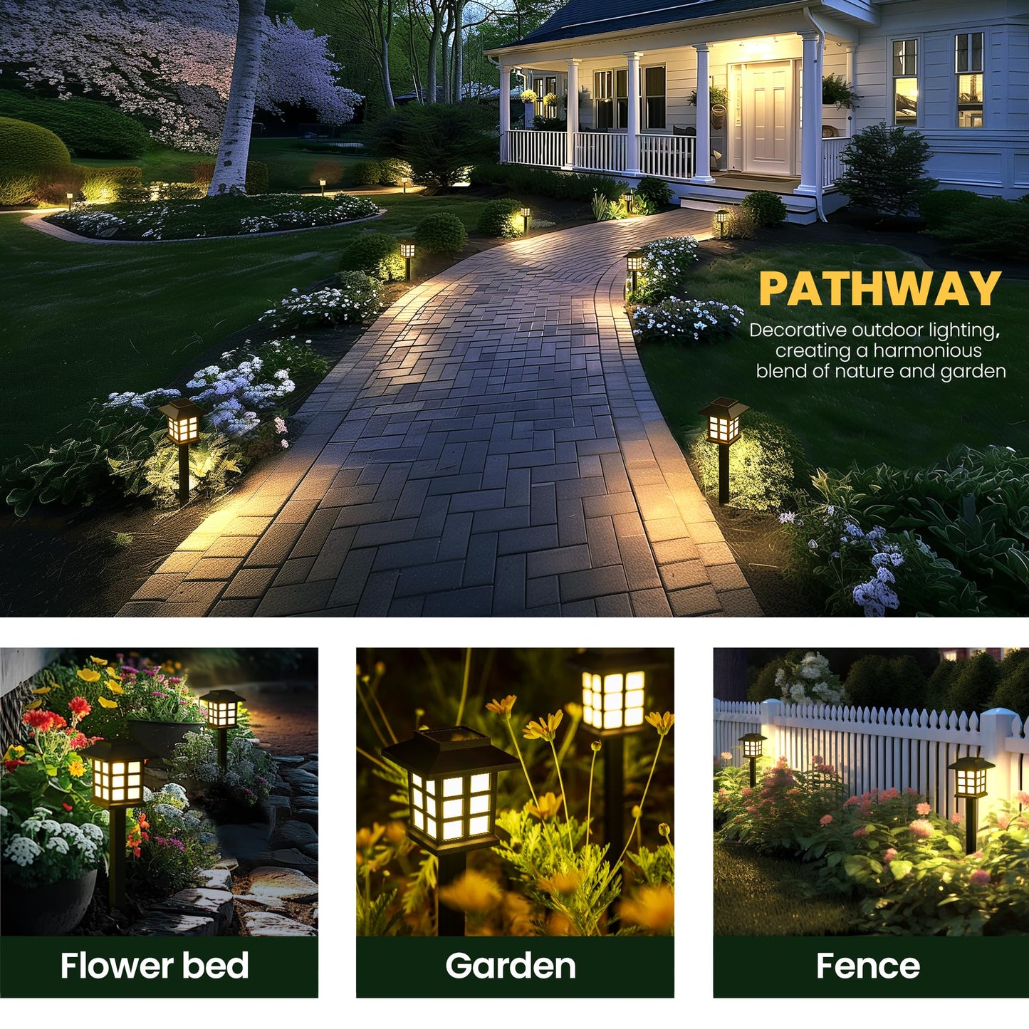 GIGALUMI 12-Pack Solar Outdoor LED Lights, Waterproof, 10-Hour Solar Pathway & Garden Lighting for Yard, Patio, Driveway