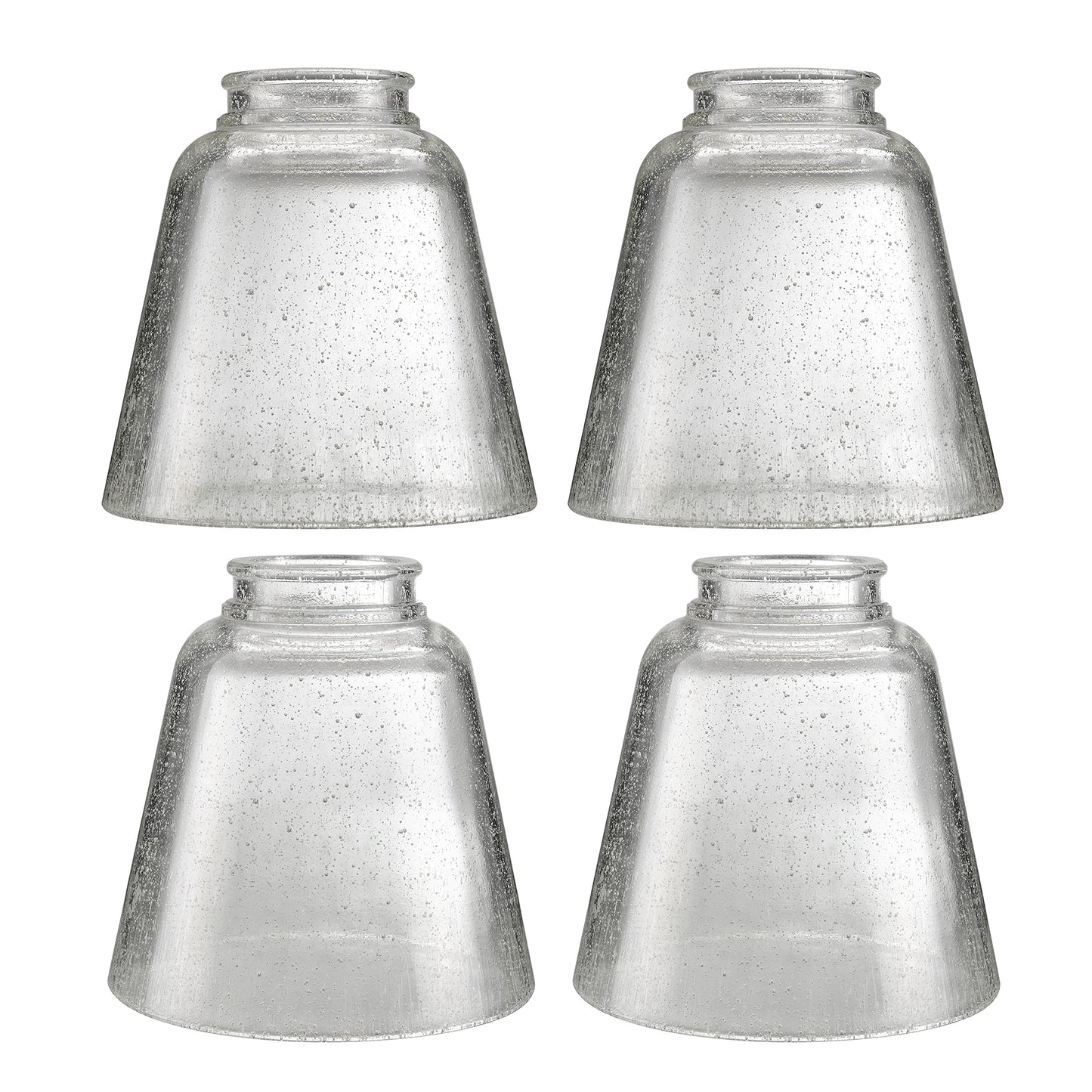 Aspen Creative 23174-60-4, Transitional Clear Seeded Ceiling Fan Replacement Glass Shade, 2-1/8" Fitter, Size: 4-3/4" D x 4-3/4" H, 4Pcs/Pack