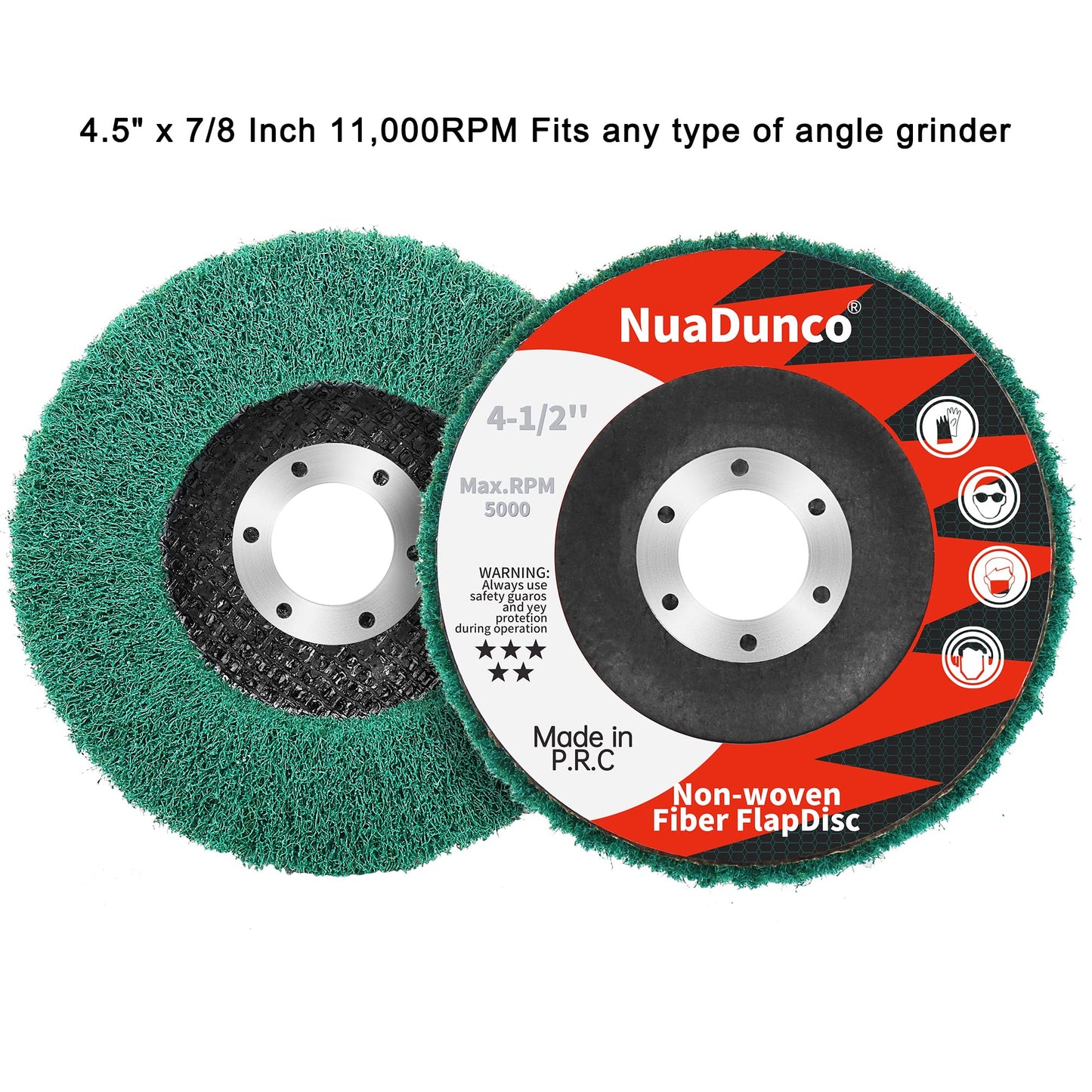 NuoDunco 15-Piece Scour Flap Disc Set, 4-1/2" Angle Grinder Pads, 180/320/600 Grit for Metal & Wood Polishing, Rust & Paint Removal