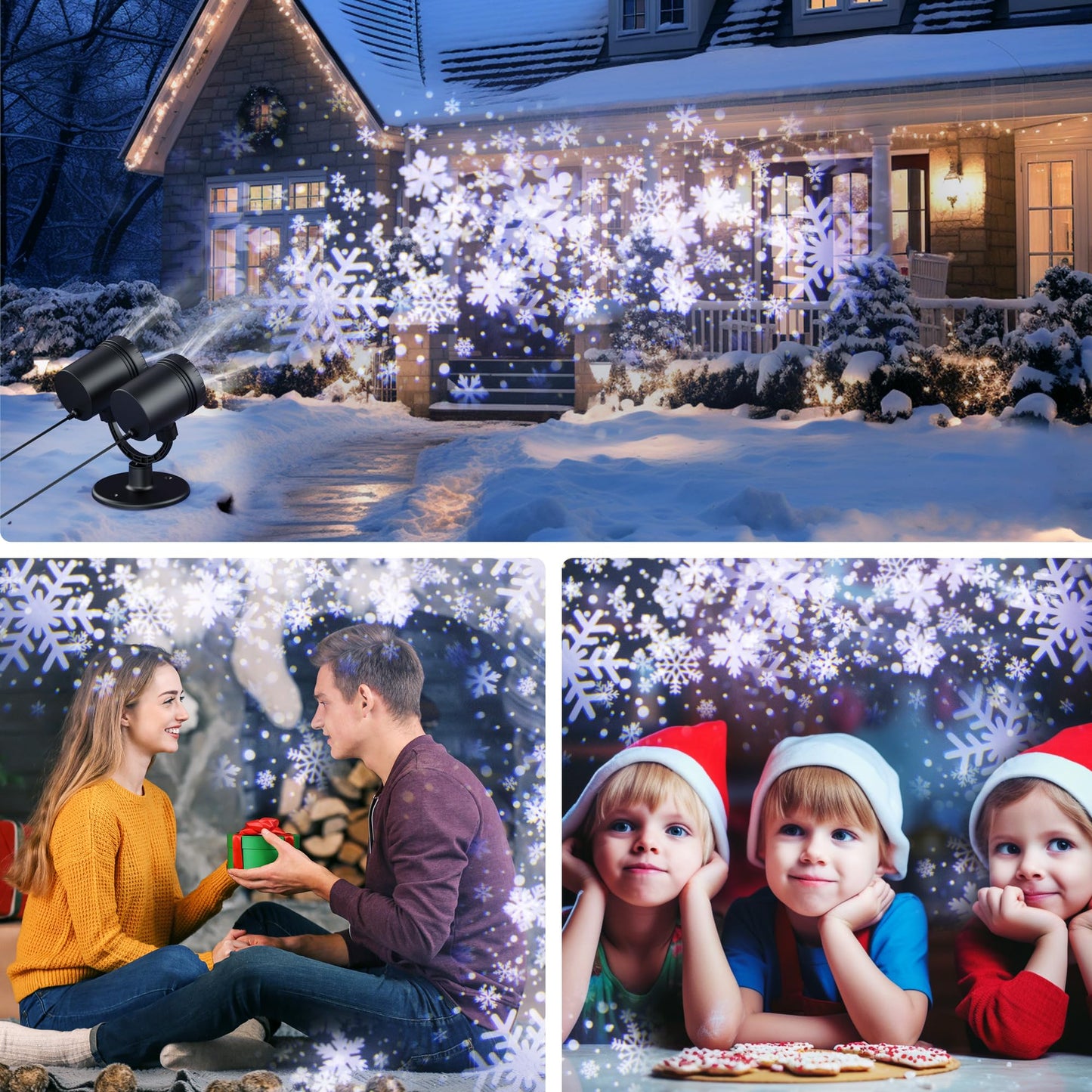 2025 MuliVid Double Head Outdoor Christmas Projector Light – Waterproof Snowfall & Snowflake LED for Xmas, Patio, Garden, Holiday Decor