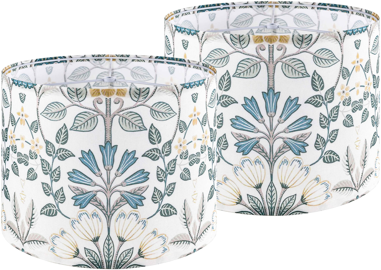 GOSO 2pcs 13" Drum Lamp Shades, Polyester Fiber, Printed Plants Design for Table, Floor, Pendant, Wall Hanging Lamps, DIY Assembly