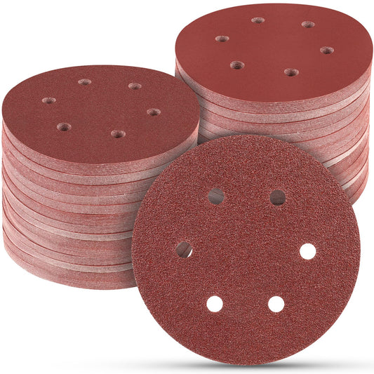 100 PCS 6 Inch Sanding Discs, 6 Hole Hook and Loop Sandpaper 60 80 120 240 400 Grit Set, Round Orbital Sand Paper Discs for Sander