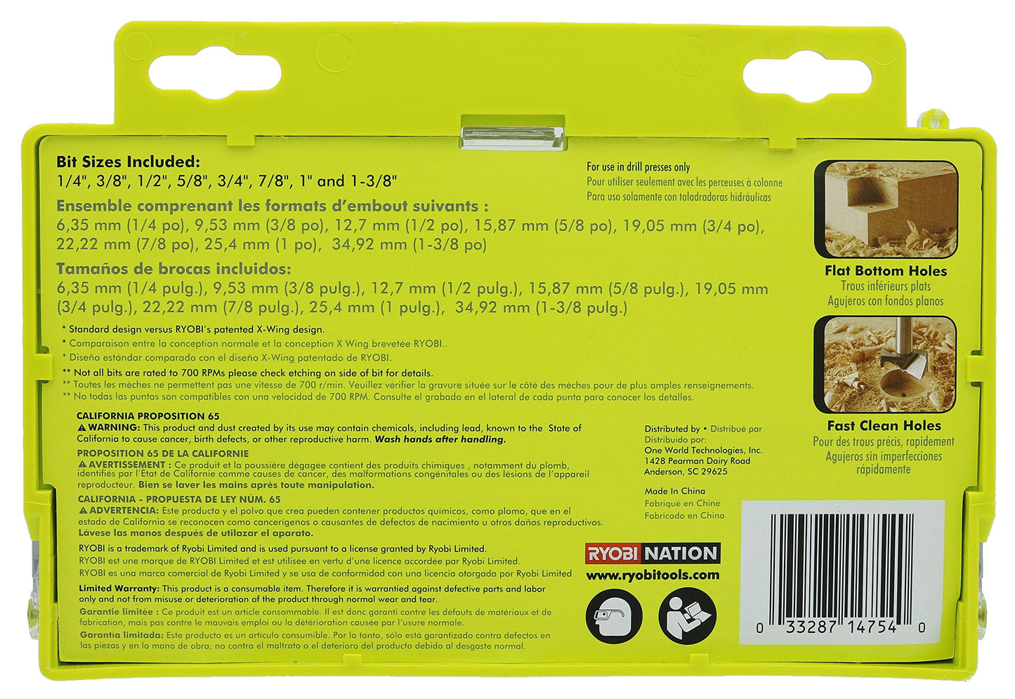 Ryobi A9FS8R1 8-Piece X-Wing Forstner Bit Set for Woodworking