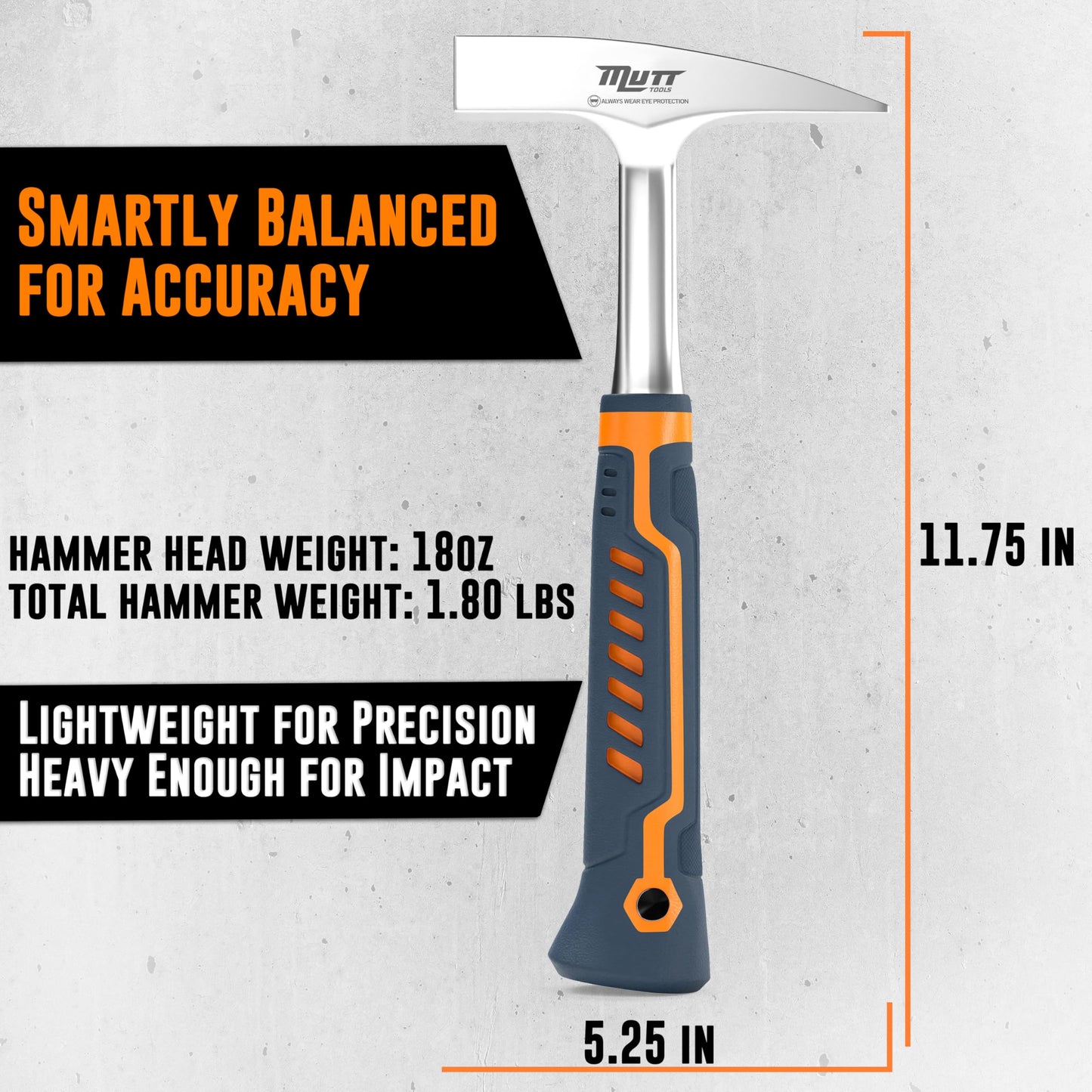 Mutt Tools 18oz Sheet Metal Hammer – Forged Tinners Hammer for Metal Shaping, HVAC, Duct Work with Ergonomic Handle