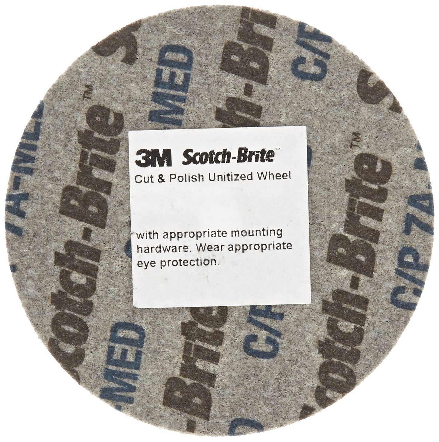 Scotch-Brite Cut and Polish Unitized Wheel, Aluminum Oxide, 3" Diameter x 1/4" Width, 7A Medium Grit, 18100 rpm, 1/4" Arbor (Pack of 1)