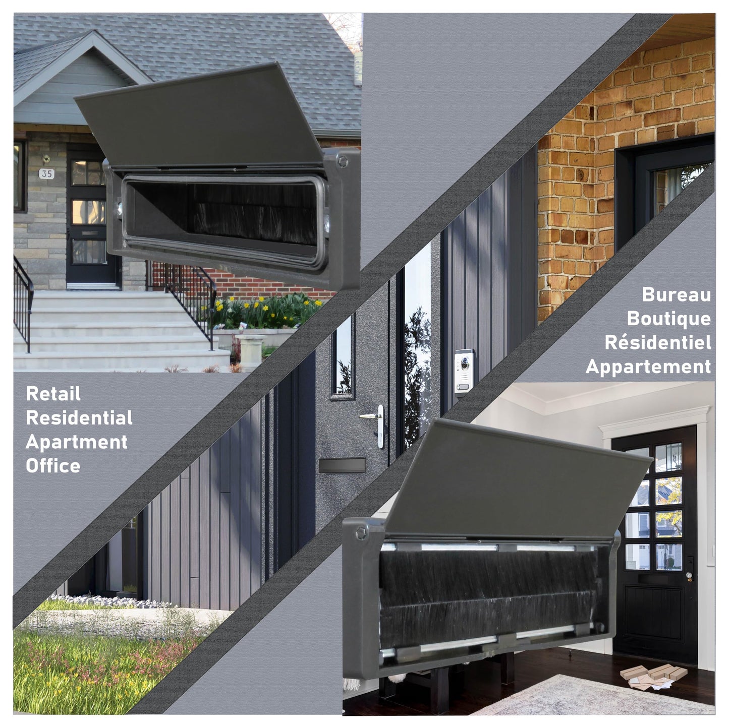 Draft Dodger 12"" Insulated Universal Telescopic Matte Black Mail Slot Mailbox