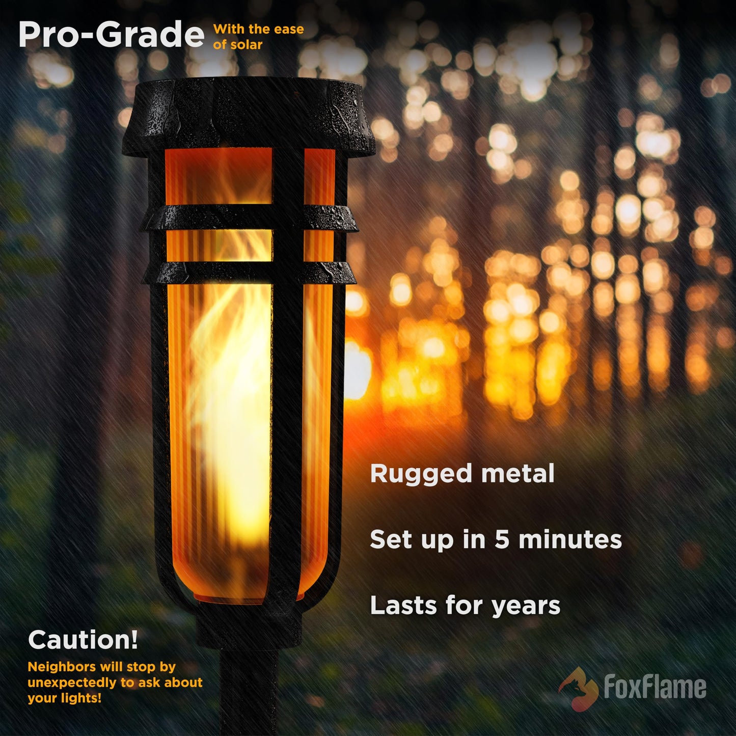 Metal Solar Torch Lights 2-Pack, Adjustable 24"-50", Waterproof LED Tiki Torches for Outdoor Yard, Patio, Garden Pathway – Matte Black