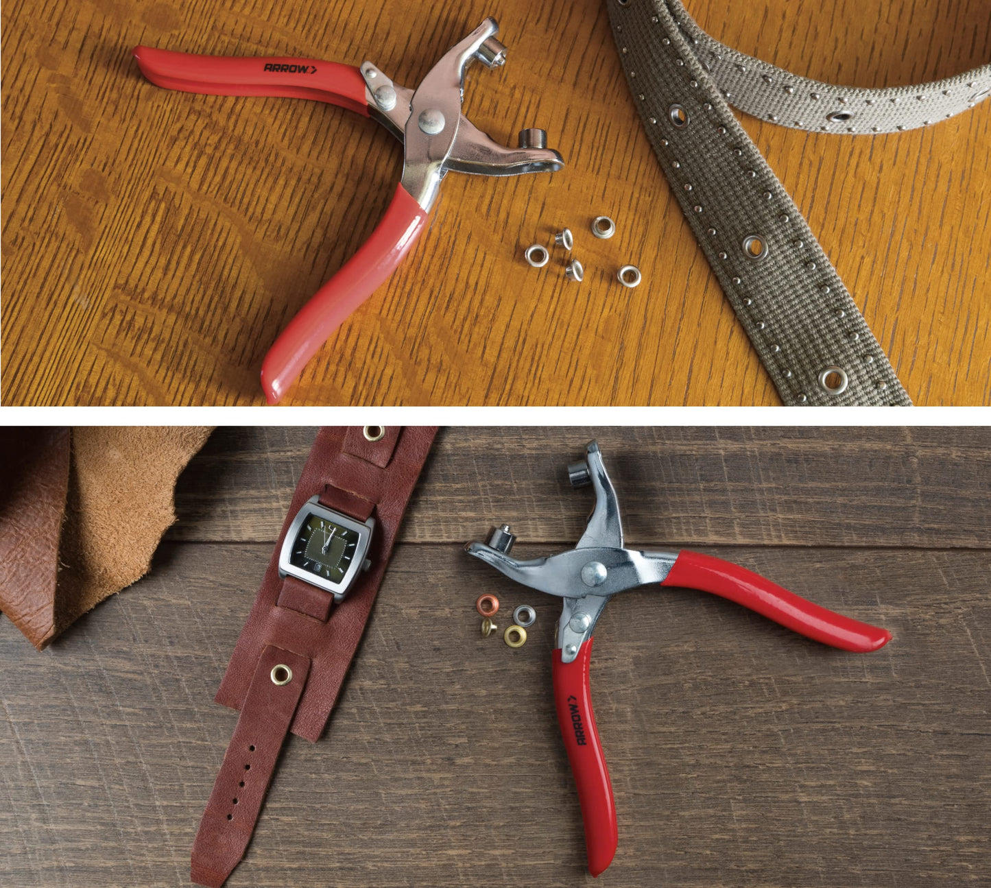 Arrow GEPK532 Eyelet Tool Kit, Hole Punch Pliers for Fabric, Leather, Canvas, Includes 100 Eyelets, 5/32-Inch, Gold,silver