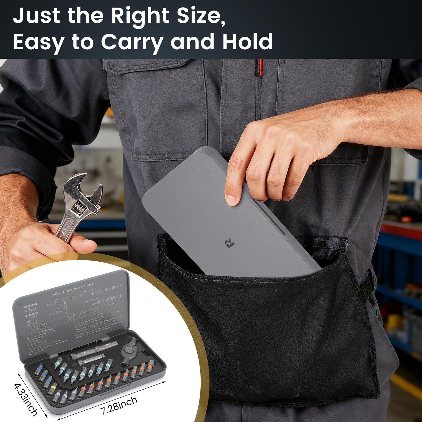 24-in-1 Magnetic Ratchet Screwdriver Set with Precision Bits, Ergonomic Rotatable Handle & Case – DIY, Home Repairs & Electronics