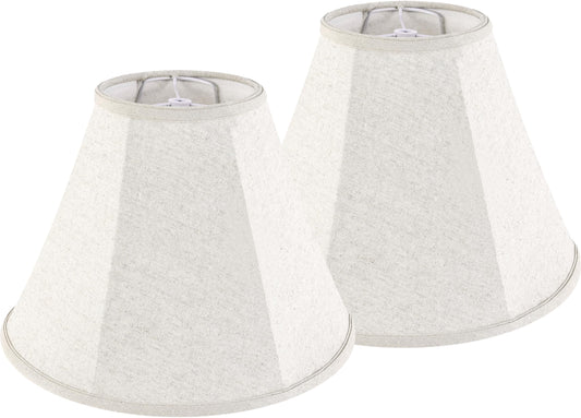 GOSO Set of 2 Beige Linen Bell Lampshades, 6"x13"x9.8", Spider Fitter, for Table & Floor Lamps, Assembly Required