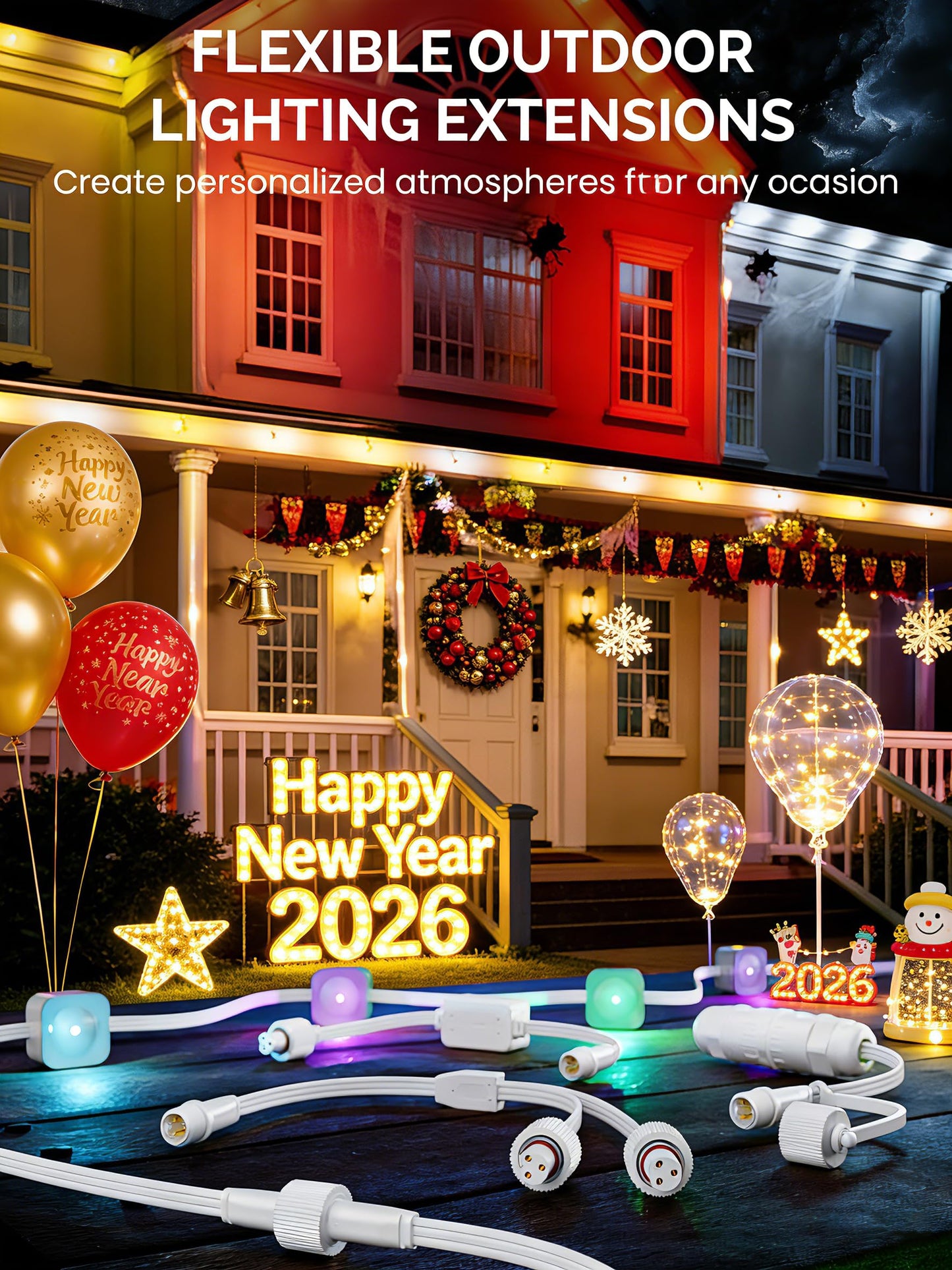 CybeRoad Splice Output Connector for Govee Outdoor Lights, Waterproof Male Extension Cable, Compatible with H706A/B/C & H703A/B