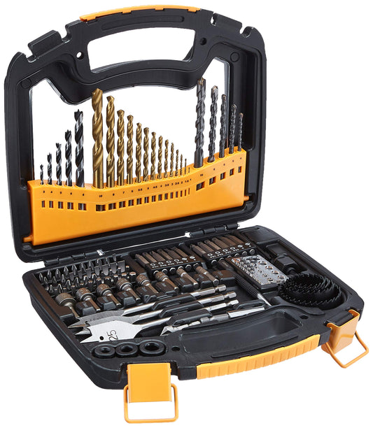 Amazon Basics Drill & Driver Multi Bit Set, Alloy Steel Wood Straight Drill Bits, for Metal, Wood, Plastic, Masonry, with Storage Case, 100-Piece
