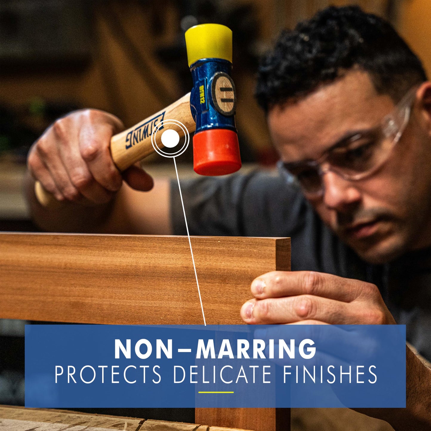 ESTWING Rubber Mallet - 12 oz Double-Face Hammer with Soft/Hard Tips & Hickory Wood Handle - DFH12