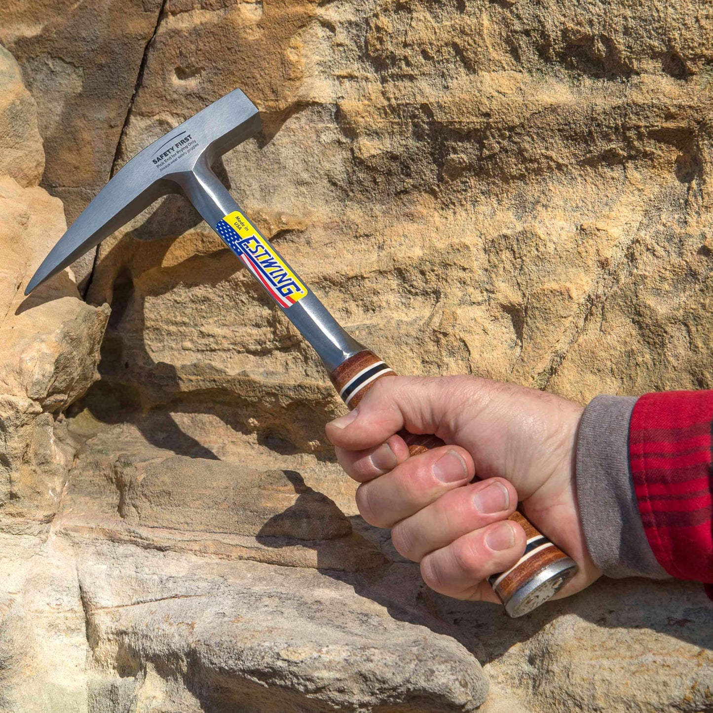 ESTWING Rock Pick - 13 oz Geological Hammer with Smooth Face & Genuine Leather Grip - E13P