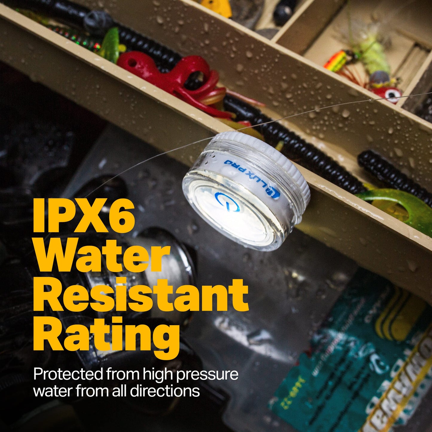 LUXPRO 5-Pack Waterproof Micro LED Puck Lights – Battery Powered Tap Lights with Adhesive, Perfect for Cabinets, Bookcases & Tackle Boxes