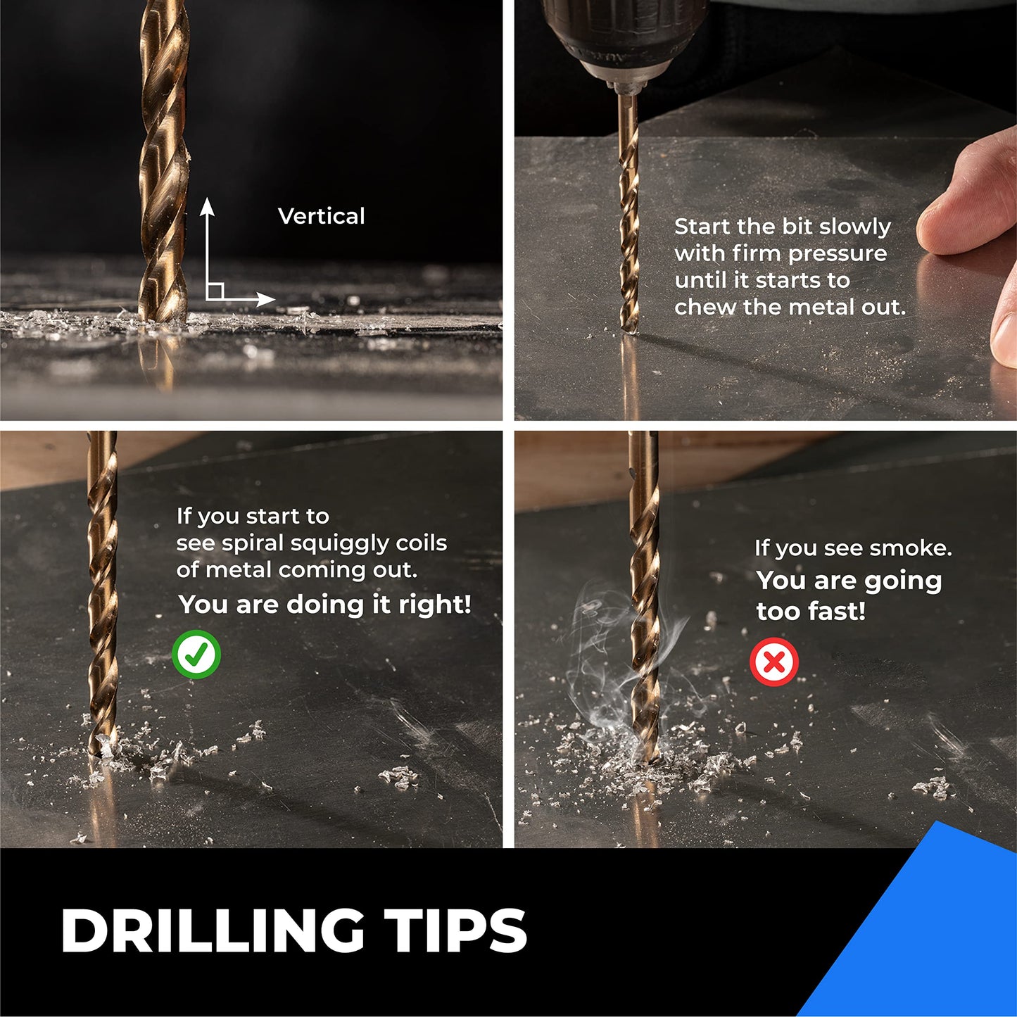 amoolo 1/4" Cobalt Drill Bit (10 Pcs), M35 HSS Metal Drill Bits Set for Hard Metal, Stainless Steel, Cast Iron Box of 10