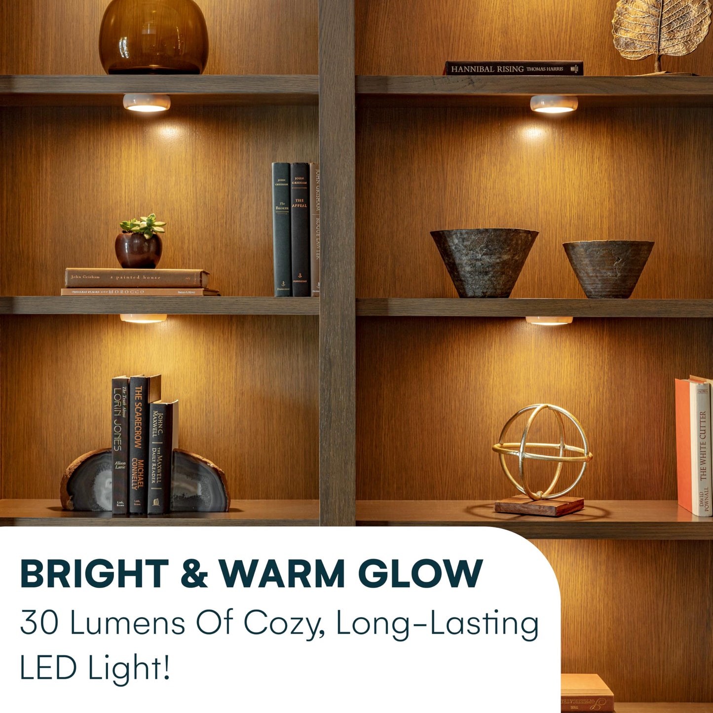 Brilliant Evolution 6-Pack Stick-On LED Push Lights with Remote – Battery Operated Puck Lights for Kitchen, Closet, Cabinet, Counter