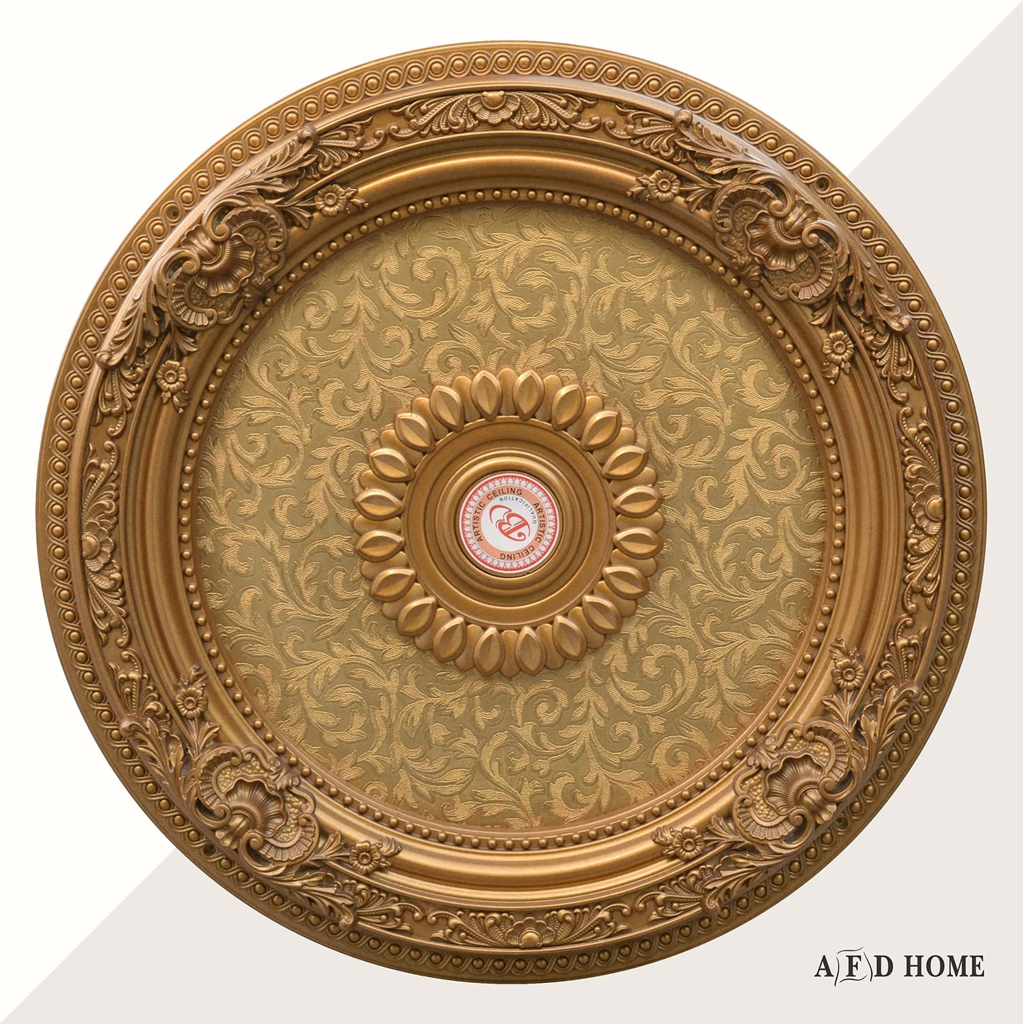 AFD Home Golden Leaf Chandelier Ceiling Medallion and Fan Medallion, 24 Inches