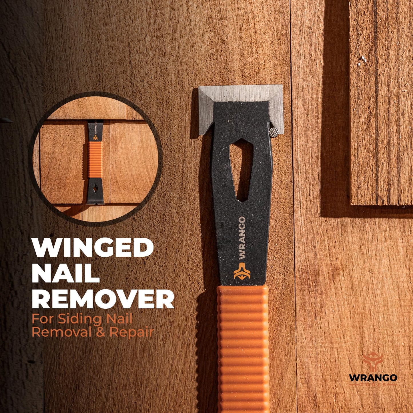 Wrango 9.5" Trim Bar Pry Bar 2-Pack – Small Patented Flat Bar with Nail Puller, Bolt Remover & Shock-Absorbing Grip for Home & Construction