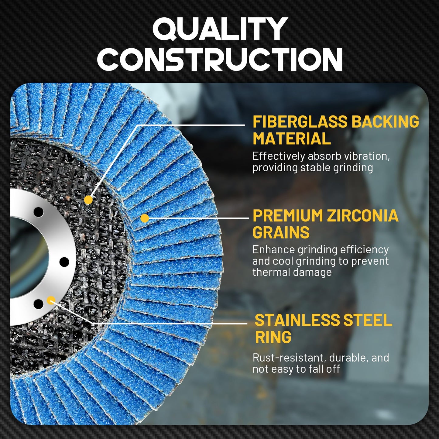 TOLESA 24-Pack 4½" Flap Discs, 40 Grit Type 29 Zirconia Grinding Wheels for Angle Grinder, Sheet Metal, Cast Iron & Stainless Steel